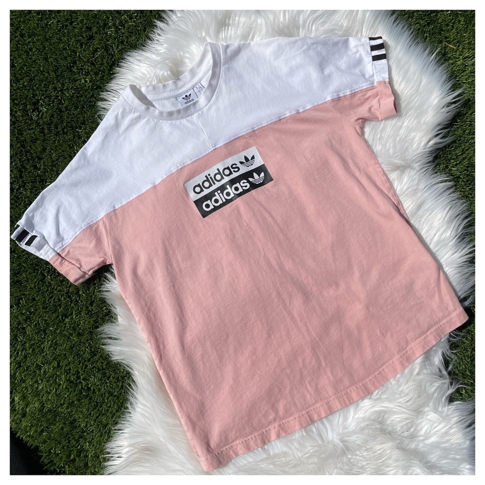 (FINAL💲) Pink & White Adidas Top